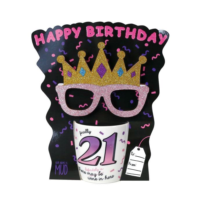 Enesco 21 Birthday Mug with Glasses