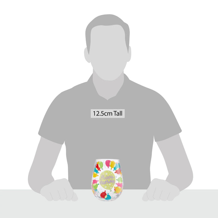 Enesco Balloons Stemless Wine Glass