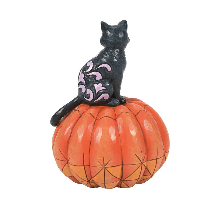 Enesco Black Cat On Pumpkin LED Fig
