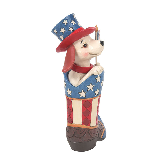 Enesco Boot With Dog Holding Flag Fig
