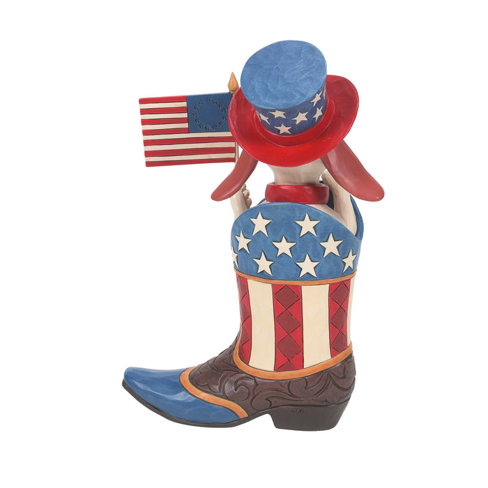 Enesco Boot With Dog Holding Flag Fig