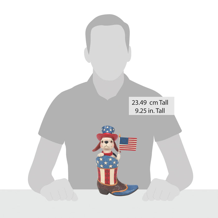 Enesco Boot With Dog Holding Flag Fig