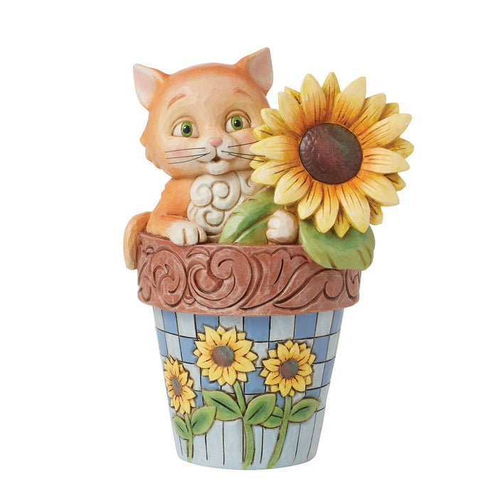 Enesco Cat in Flowerpot Figurine
