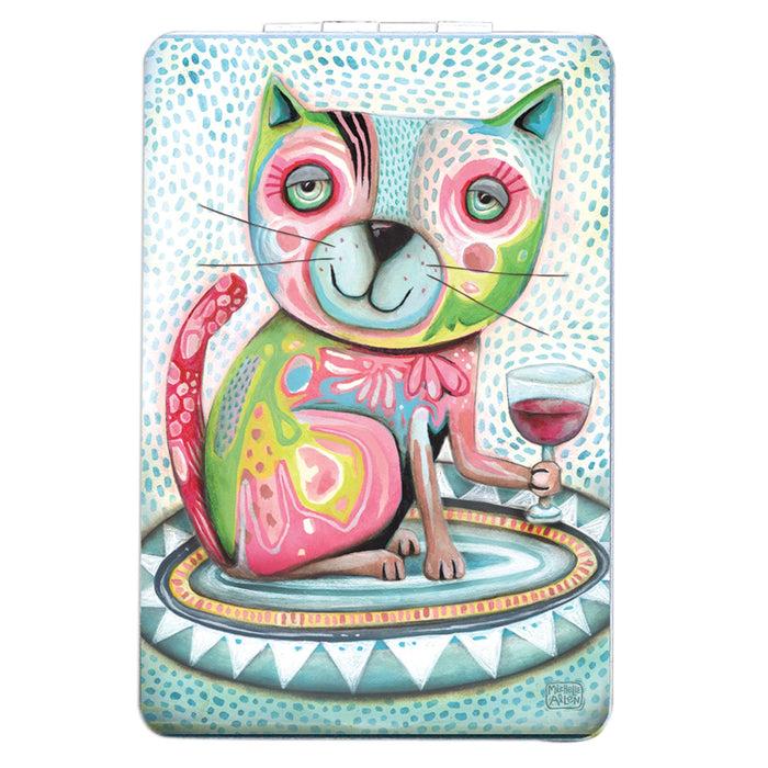 Enesco Cat Wine Compact Mirror