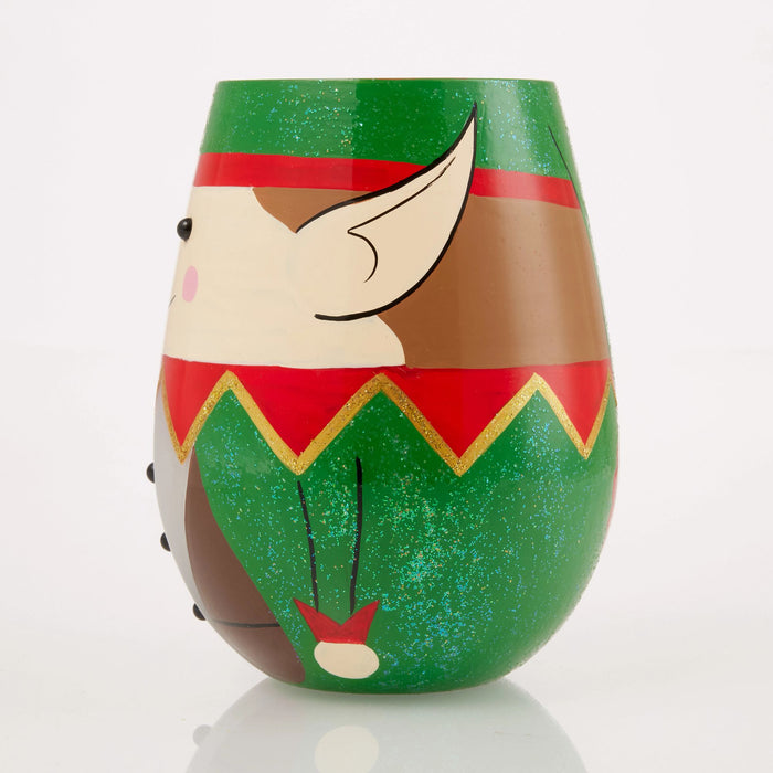 Enesco Christmas Elf Stemless Wine