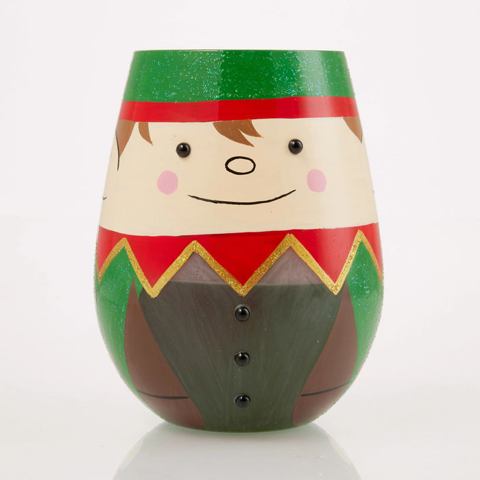 Enesco Christmas Elf Stemless Wine