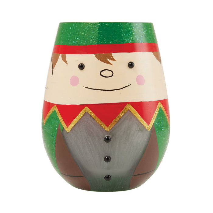 Enesco Christmas Elf Stemless Wine