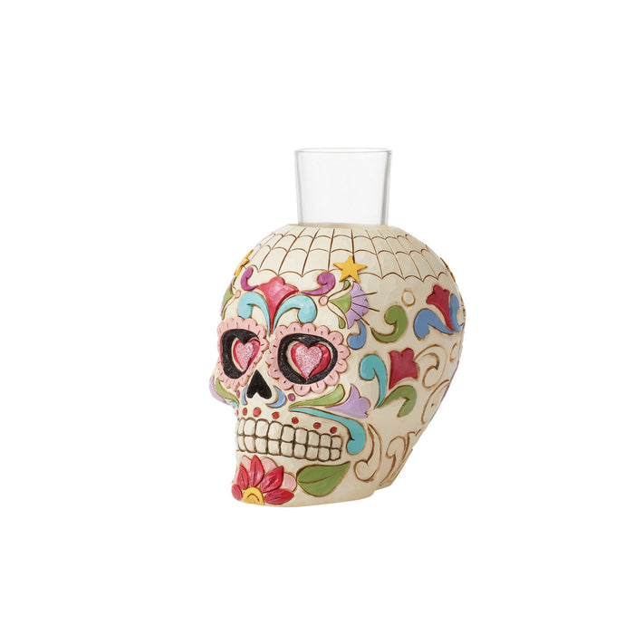 Enesco Day Of Dead Skull Candleholder
