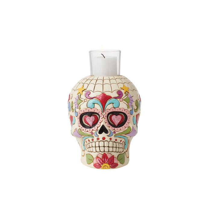 Enesco Day Of Dead Skull Candleholder