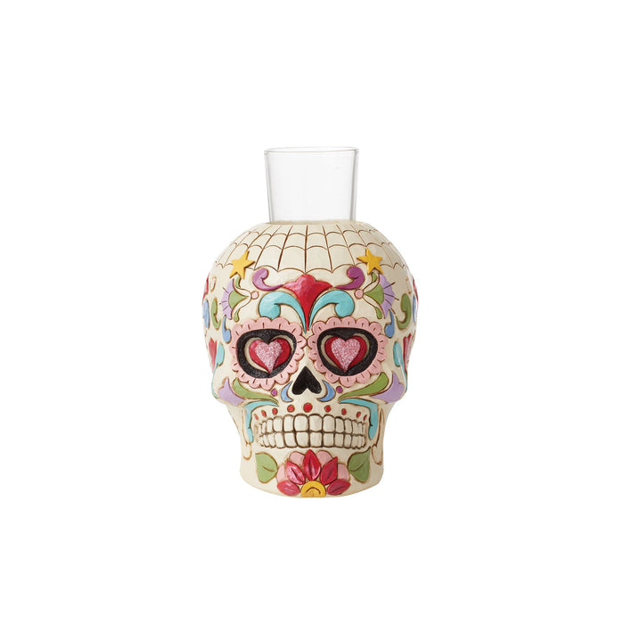 Enesco Day Of Dead Skull Candleholder