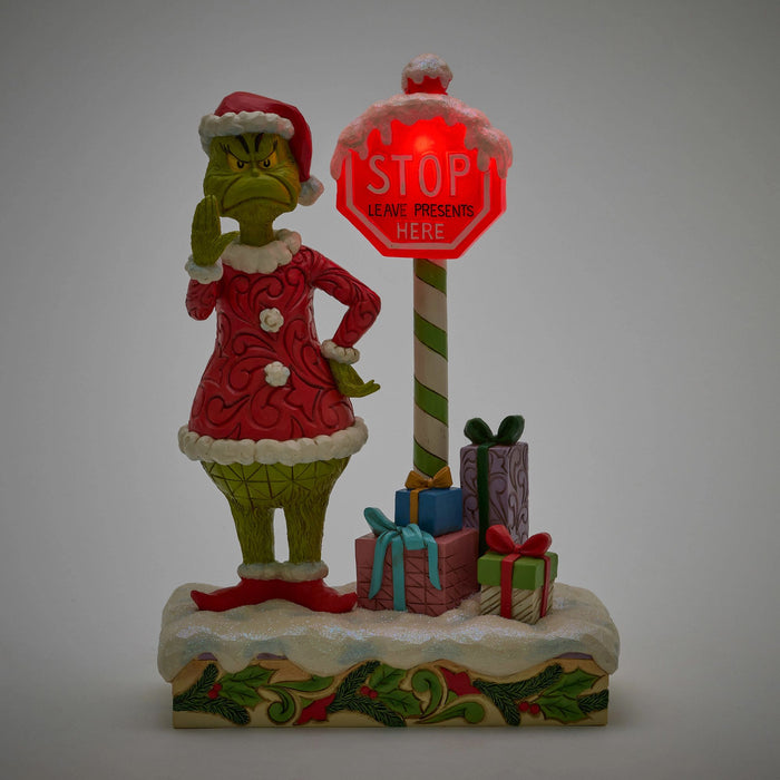 Enesco Grinch By Stop Sign LED Fig