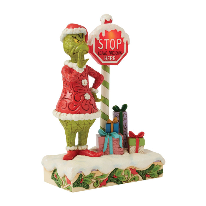Enesco Grinch By Stop Sign LED Fig
