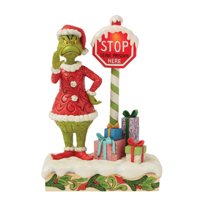 Enesco Grinch by Stop Sign LED Fig