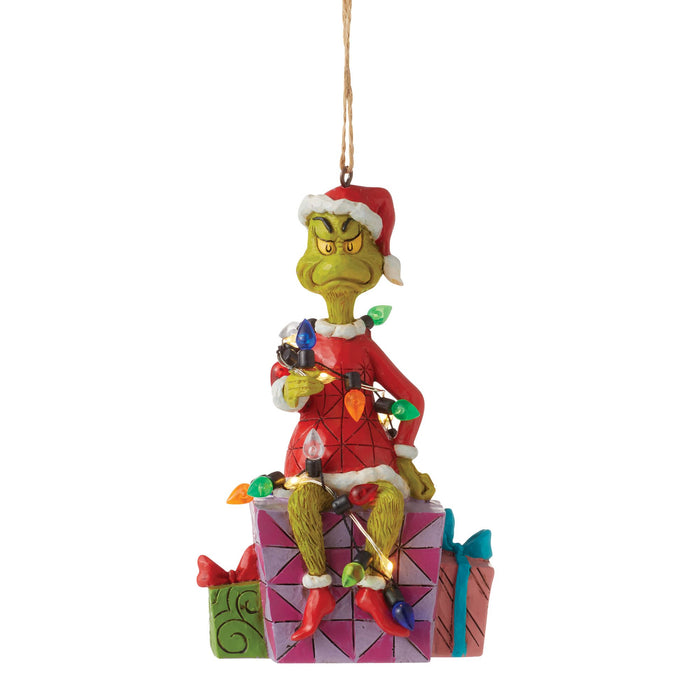 Enesco Grinch on Present Ornament