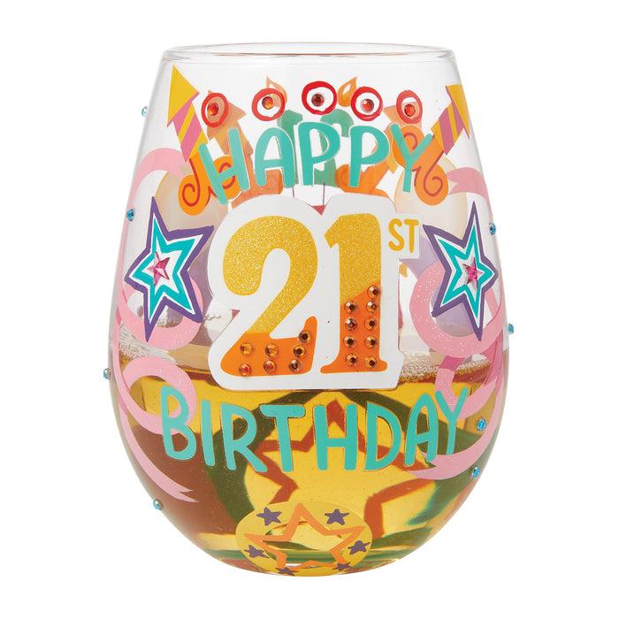 Enesco Happy 21st Stemless Wine Glass
