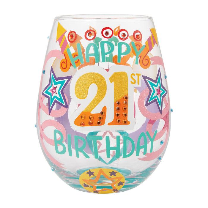 Enesco Happy 21st Stemless Wine Glass