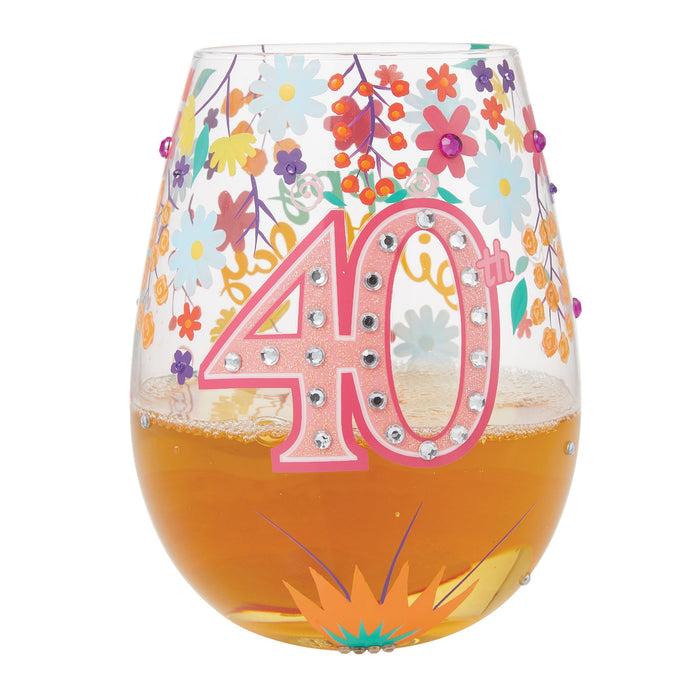 Enesco Happy 40th Stemless Wine Glass