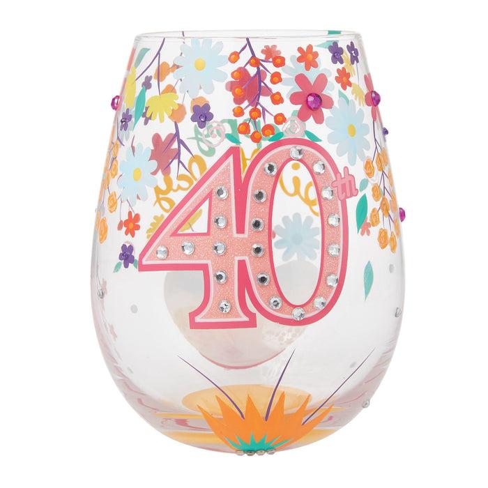 Enesco Happy 40th Stemless Wine Glass