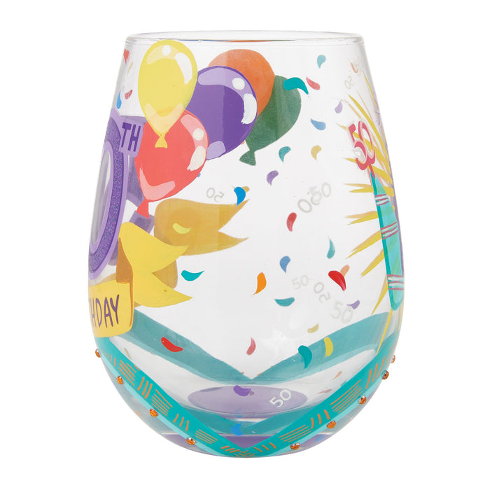 Enesco Happy 50th Stemless Wine Glass