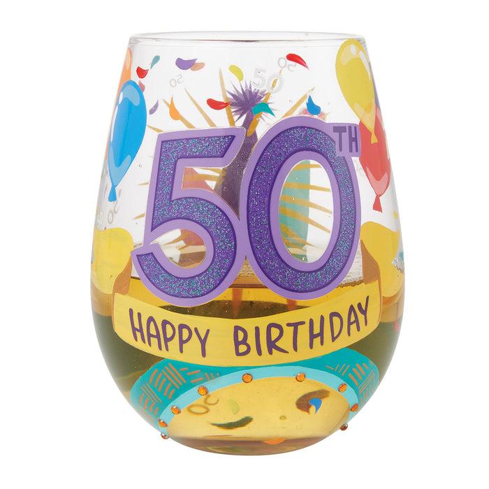 Enesco Happy 50th Stemless Wine Glass