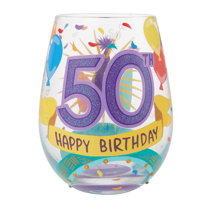 Enesco Happy 50th Stemless Wine Glass