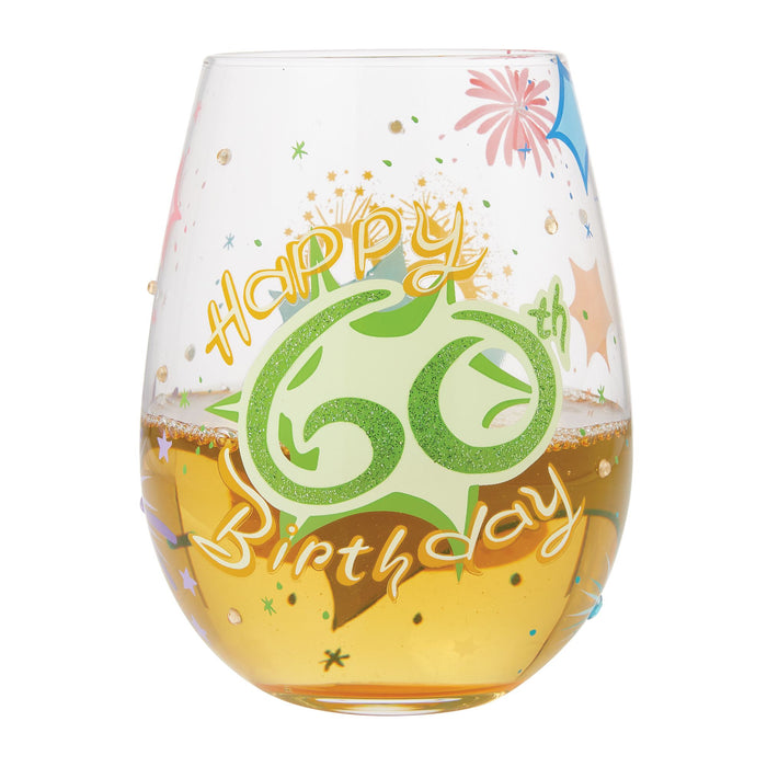 Enesco Happy 60th Stemless Wine Glass