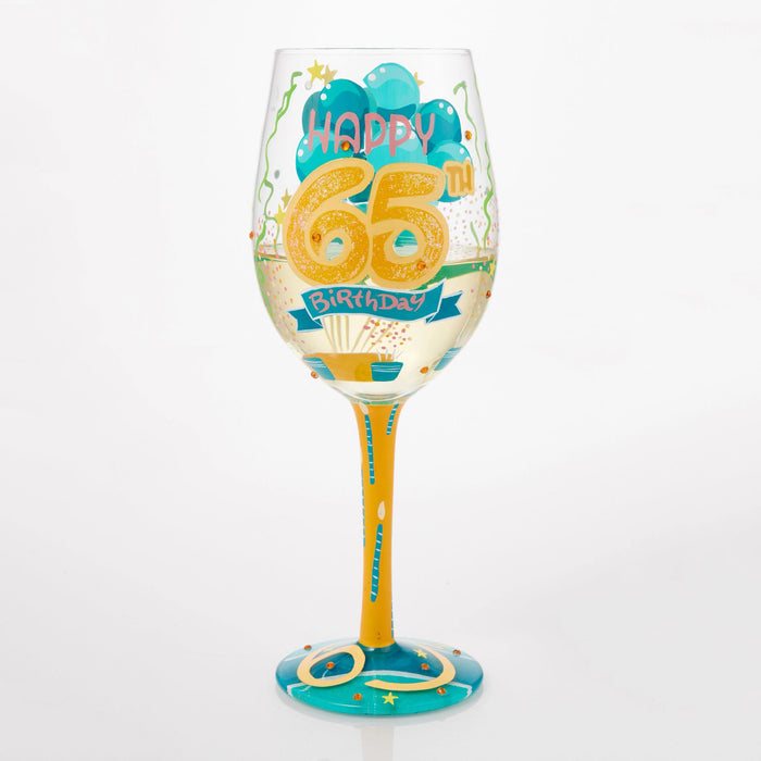 Enesco Happy 65th Wine Glass