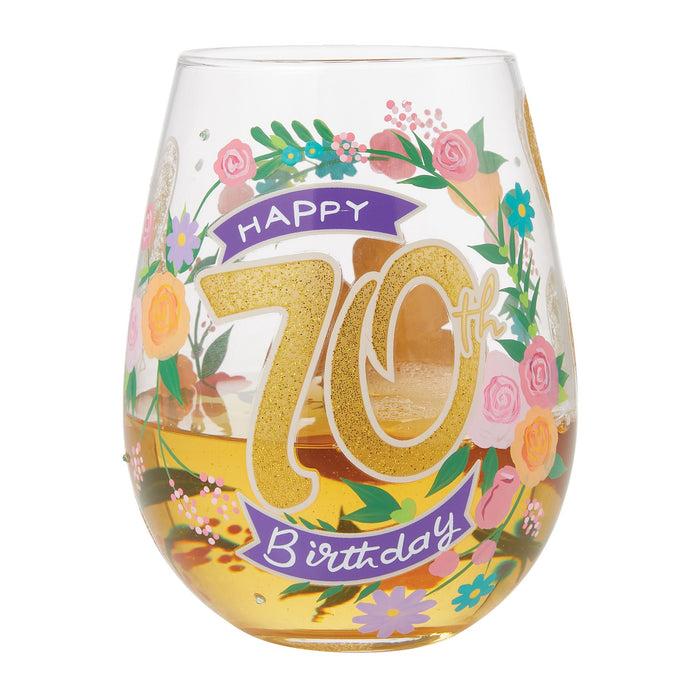 Enesco Happy 70th Stemless Wine Glass