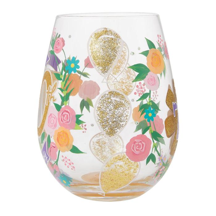 Enesco Happy 70th Stemless Wine Glass