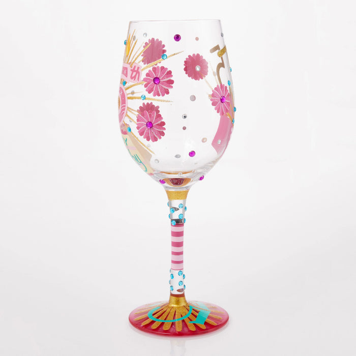 Enesco Happy 75th Wine Glass