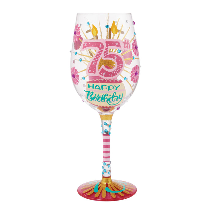 Enesco Happy 75th Wine Glass