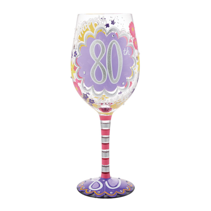 Enesco Happy 80th Wine Glass