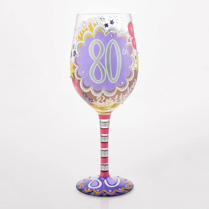 Enesco Happy 80th Wine Glass