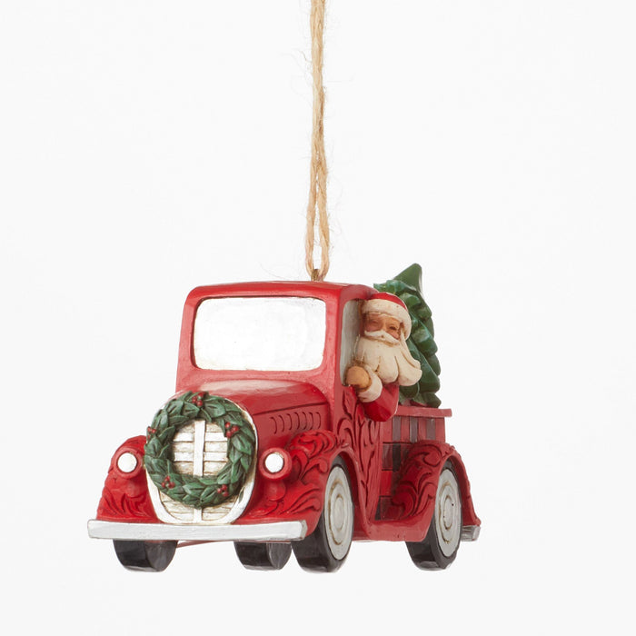 Enesco HG Santa Plaid Red Truck Orn