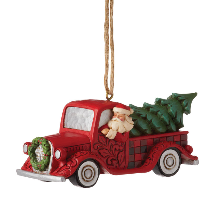 Enesco HG Santa Plaid Red Truck Orn