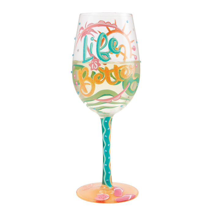 Enesco Life At The Beach Wine Glass