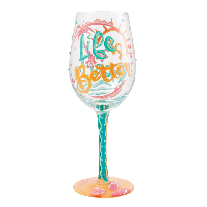 Enesco Life At The Beach Wine Glass