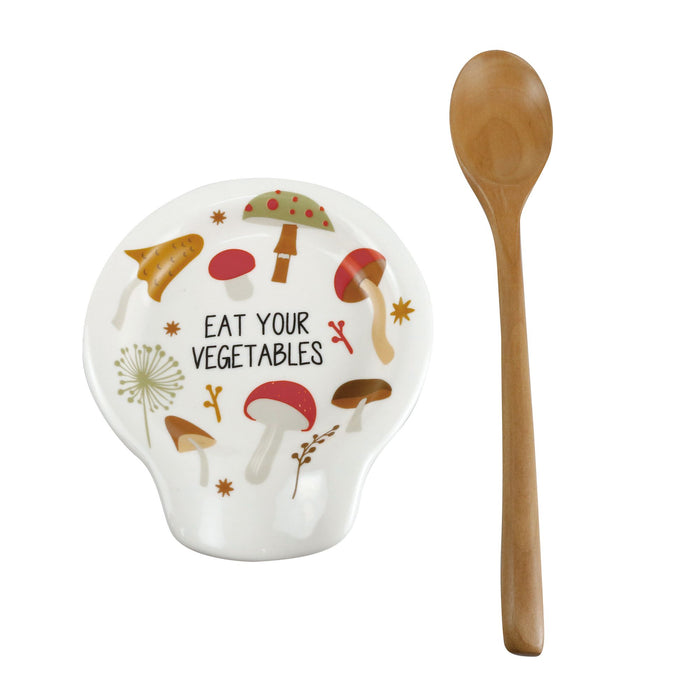 Enesco Mushroom Spoonest w Spoon Set