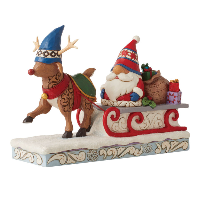 Enesco Reindeer Pulling Gnome Sled
