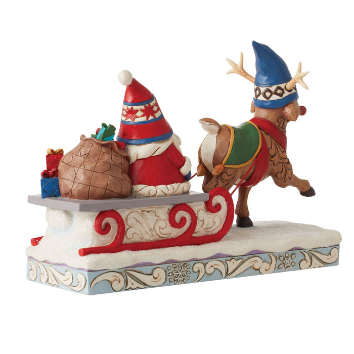 Enesco Reindeer Pulling Gnome Sled