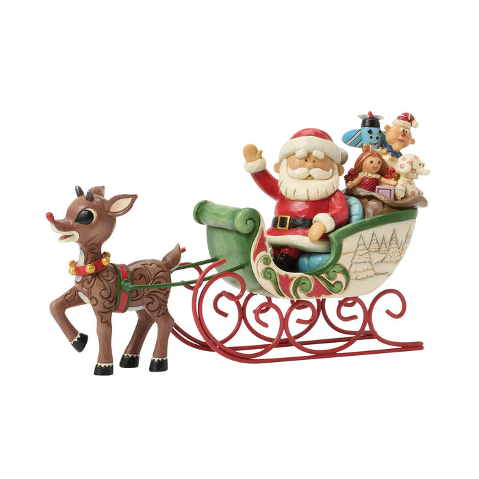 Enesco Rudolph Pulling Santa In Sled