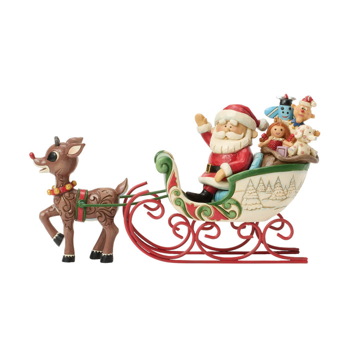 Enesco Rudolph Pulling Santa In Sled