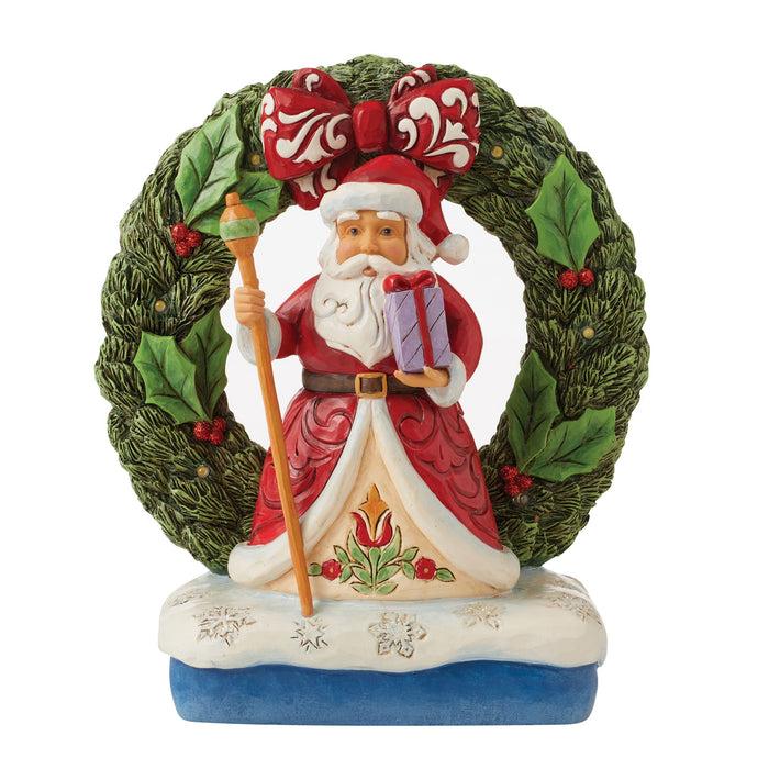 Enesco Santa By Light-Up Wreath