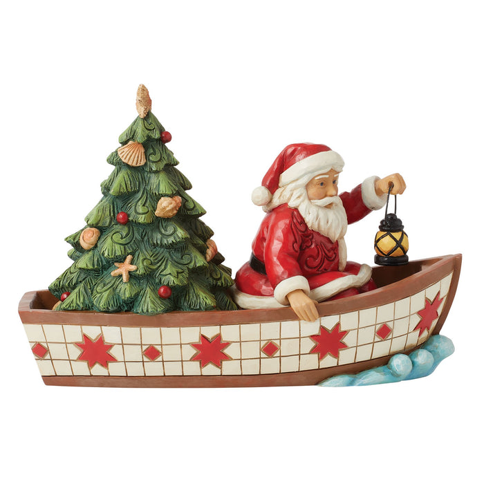 Enesco Santa in Boat With Tree Fig