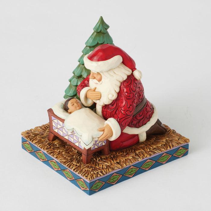 Enesco Santa Kneeling Over Baby Jesus