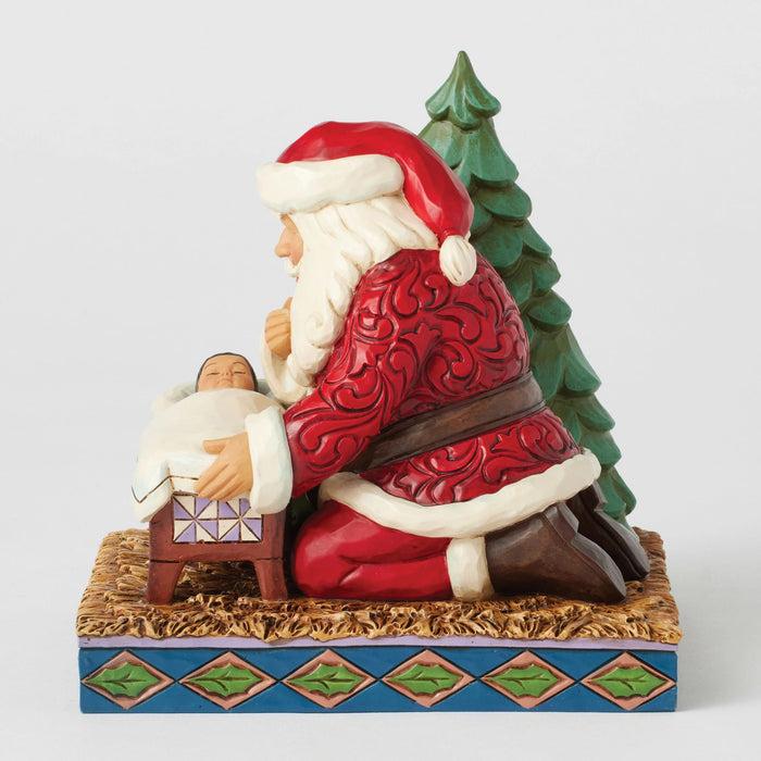 Enesco Santa Kneeling Over Baby Jesus