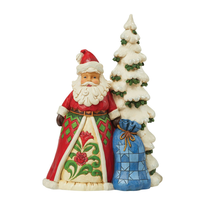 Enesco Santa Next To Tree with Toybag