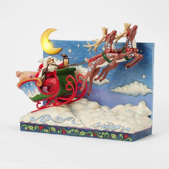 Enesco Santa Sleigh With Reindeer LED