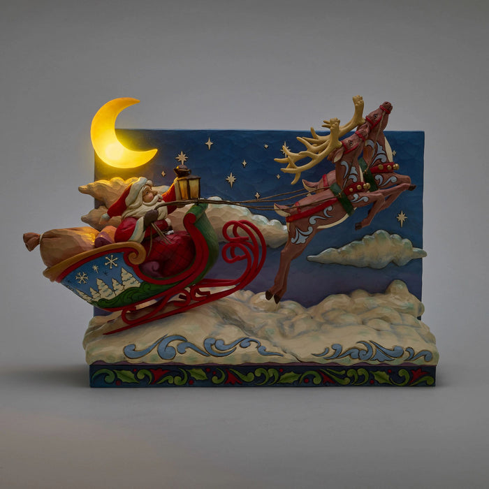 Enesco Santa Sleigh With Reindeer LED