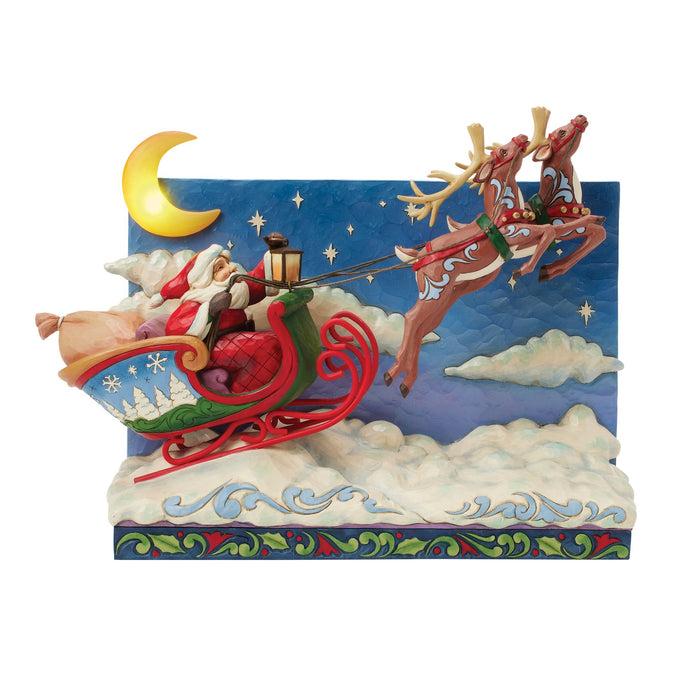 Enesco Santa Sleigh with Reindeer LED
